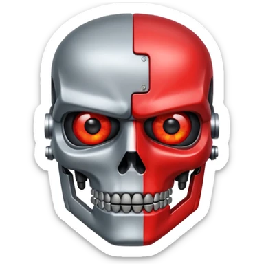 half face metal Terminator Red eyed  sticker