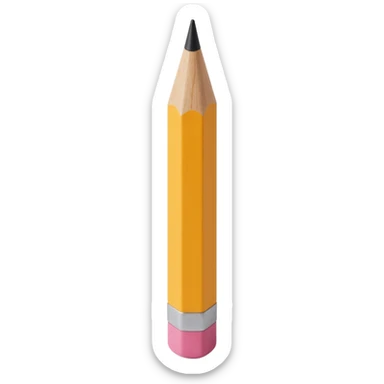 wooden pencil with pink eraser, realistic texture, skeuomorphism icon style sticker
