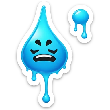 Glowing shiny Cyan blue liquid splash splatter drip sticker