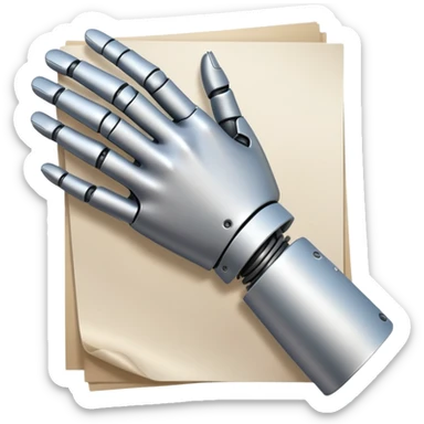 robot hand writes text sticker