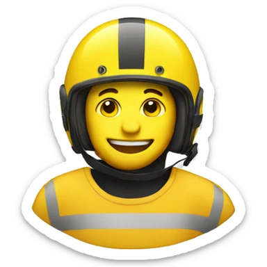 yellow happy emoji with helmet sticker
