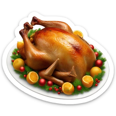 Christmas turkey dish sticker