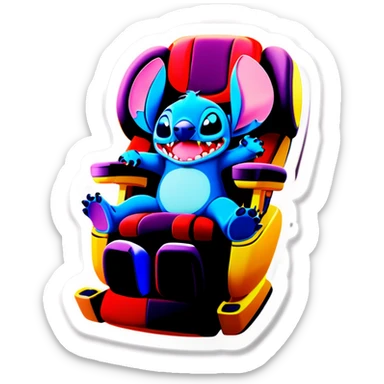 Stitch stand in a massage chair  sticker