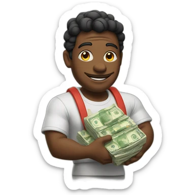 genie holding the big stack of money sticker