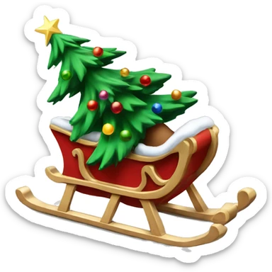 Christmas tree on a sled  sticker