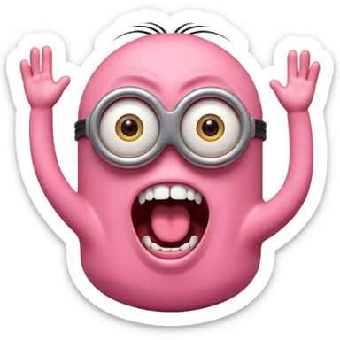 A pink screaming minion sticker
