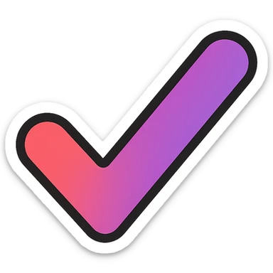 checkmark with red to violet gradient, color icon style sticker