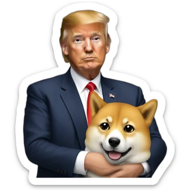 trump holding doge sticker