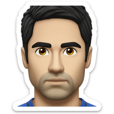 mikel arteta black hair serious face sticker
