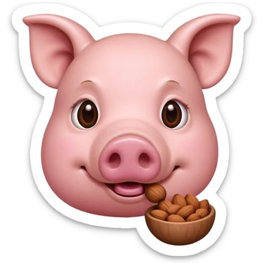 pig eating nuts sticker