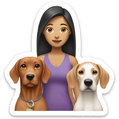 Asian women and white man and vizsla  sticker