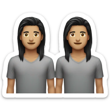 Twin brothers nepali black straight hair sticker