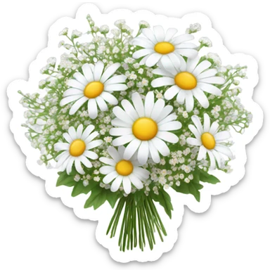 daisy and babies breath bouquet  sticker