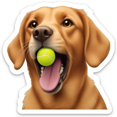 Fox red Labrador retriever tennis ball in mouth sticker