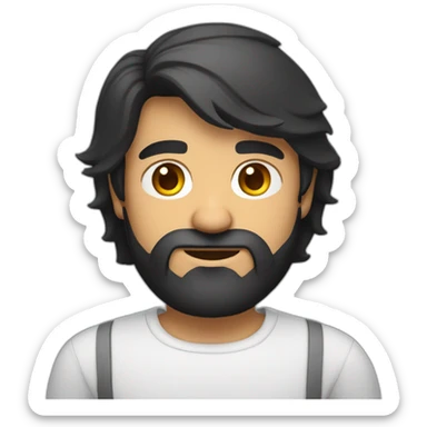 Indian white man developer in plain white shirt with sleeve up and nice medium length black hair and beard profile image sticker