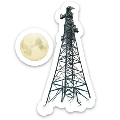 Pine trees oil derrick moon sky sticker