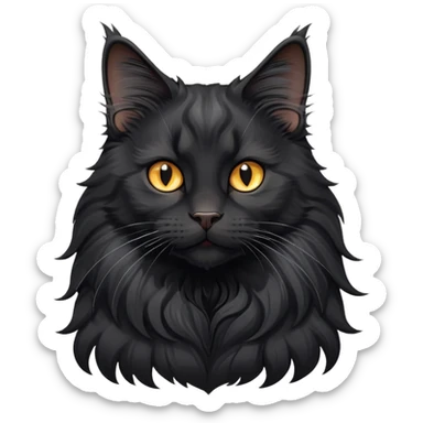 cinematic-black-maine-coon-cat-portrait-emoji,-head-tilted-playfully-and-inquisitively,-sleek--black-fur,-simplified-yet-adorable-features,-highly-detailed,-glowing-with-a-warm,-friendly-glow  sticker