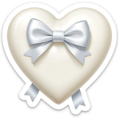 A white milk heart with a white bow sticker