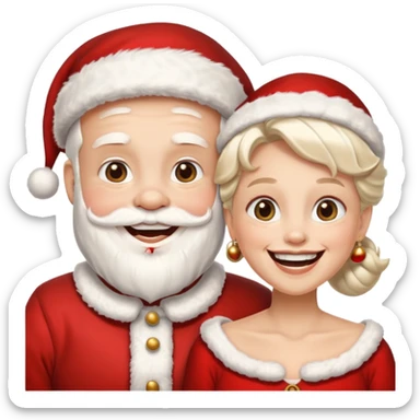 SANTA Y MAMA CLAUSE SONRIENDO CON ORTODONCIA EN DIENTES sticker