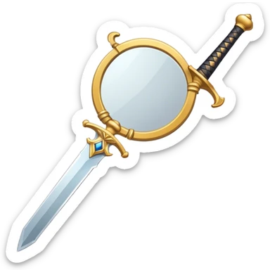 the sword on the floor and a mirror represents self-awareness and acceptance sticker