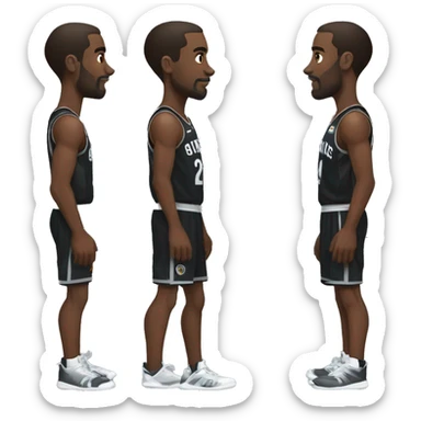 Basketball player in black jersey and black shorts with a a black leg sleeve that covers his entire left leg sticker