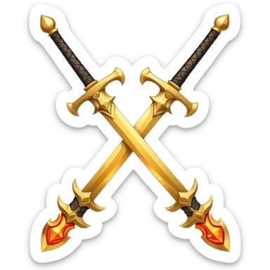 Tw fiery royal golden swords crossed sticker