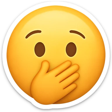 yellow face with hand over mouth emoji, digital illustration, no background sticker