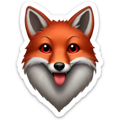 dark red fox face with tiny red heart instead of eyes sticker