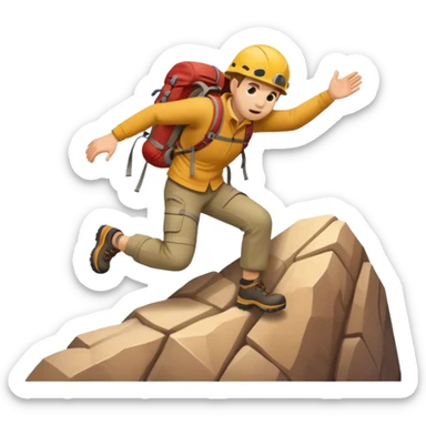 apple style emoji of a man slipping and falling off a mountain sticker