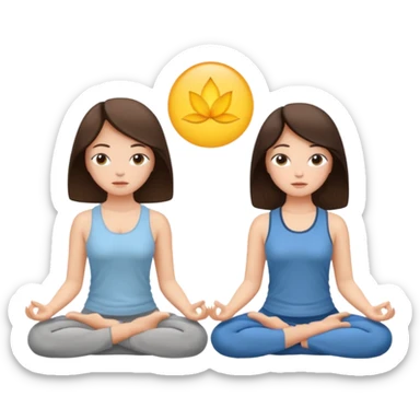two brunetts meditating sticker