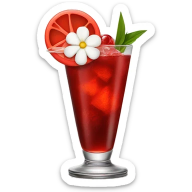Red cocktail with white flower in it sticker