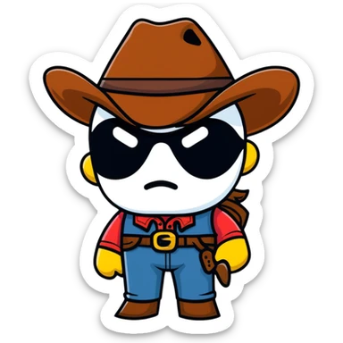 Cowboy with white eye patch sticker