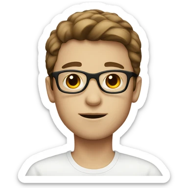 Boy with dark red glasses white skin and brown hair sticker