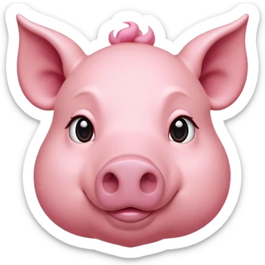 Cinematic Noble Pig Portrait Emoji, Poised and regal, with a stout, robust build and a smooth, well-groomed rosy-pink hide, deep-set soulful beady eyes, Simplified yet sharp and sophisticated features, highly detailed, glowing with a soft, dignified glow, high shine, intelligent and determined, stylized with an air of barnyard nobility, focused and attentive, soft glowing outline, capturing the essence of a watchful and confident pig, so majestic it feels as though it could trot out of the screen with effortless authority! sticker