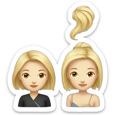 Une fille asiatique aux cheveux cour et noir et une fille blonde sticker