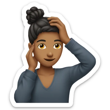 person using hand to tuck hair behind ear  sticker