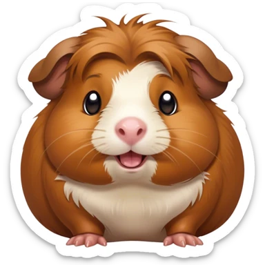 Cinematic Comical Brown Guinea Pig Portrait Emoji, Head tilted dramatically with an exaggeratedly amused expression, featuring a sleek brown coat with a naturally scrunched little face, wide, expressive dark eyes filled with playful disbelief, Simplified yet hilariously expressive features, highly detailed, glowing with a slightly sassy glow, high shine, dramatic yet playful, stylized with an air of cheeky mischief, bright and endearing, soft glowing outline, capturing the essence of a spirited and over-the-top guinea pig, so meme-worthy it feels like it could side-eye its way into internet fame instantly! sticker