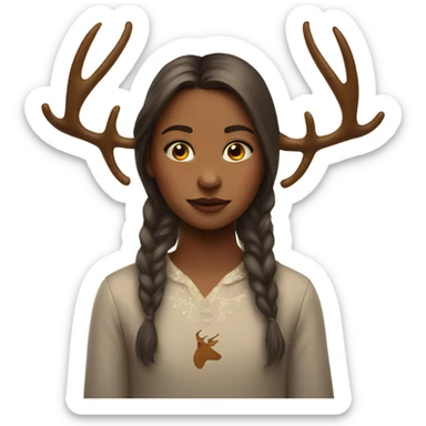 girl with antlers portrait sticker