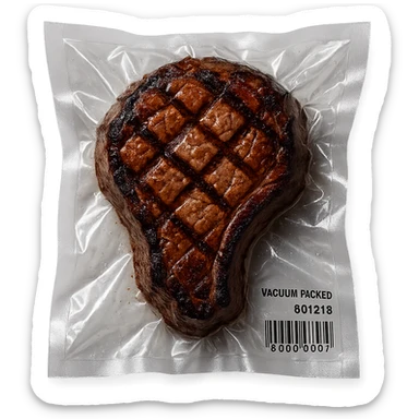 grilled steak, glossy vacuum-sealed style sticker