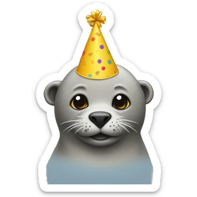 Seal in a birthday hat sticker