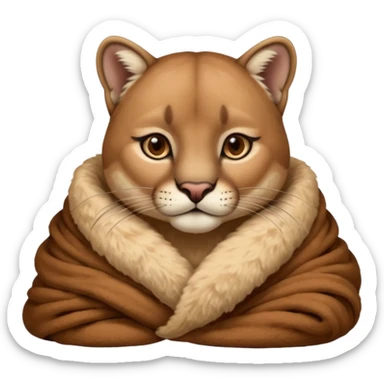Cozy puma cougar in blanket sticker