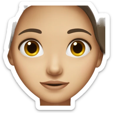 A girl with fair skin, dark brown and long hair and brown eyes sticker