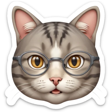 generate a nerdy, confused cat who is also in a state of panic sticker