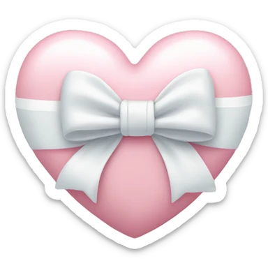 Pastel pink heart with white bow sticker