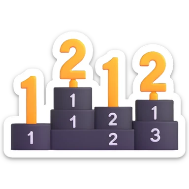 1st 2nd 3rd place podium with numbers 1, 2, 3 sticker