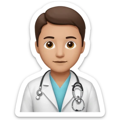 medico con estetoscopio y bata en un hospital sticker