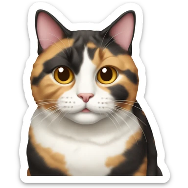 Realistic Fat calico cat with sundae sticker