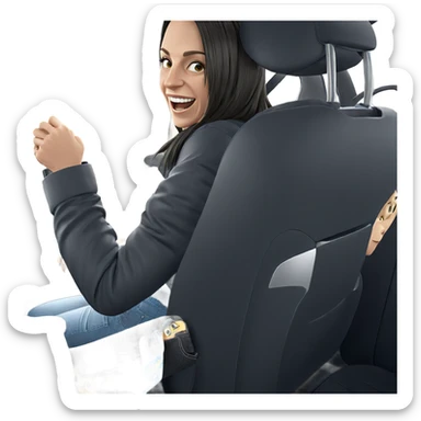 smiling girl in car interior sticker