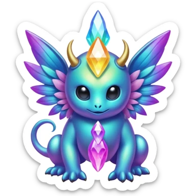 Epic divine complex iridescent aesthetic-Fakémon-creature-scenery sticker