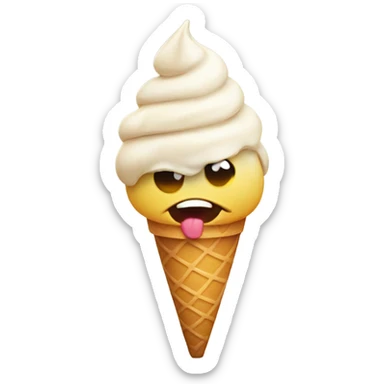 emoji with a ice cream in his hand side eyeing sticker
